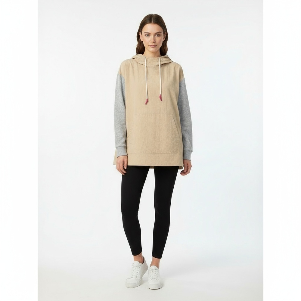 NWT Johnny Was Womens Hoodie Pullover Beige Tan Grey Calme, Medium